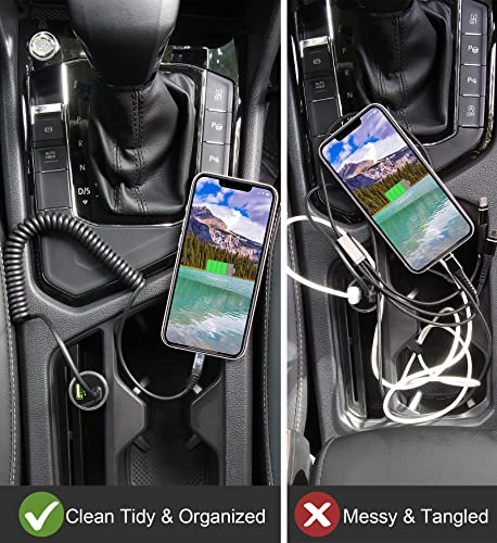 USB סוג C לכבל ברק 3ft 2pack, מטען אייפון מפותל טעינה מהירה לרכב [Apple MFI Certified] כבל אייפון קצר USBC